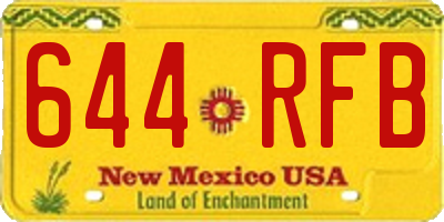 NM license plate 644RFB