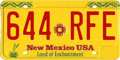 NM license plate 644RFE