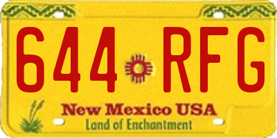 NM license plate 644RFG