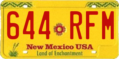 NM license plate 644RFM