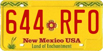 NM license plate 644RFO