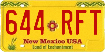 NM license plate 644RFT