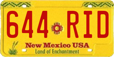 NM license plate 644RID