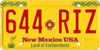 NM license plate 644RIZ