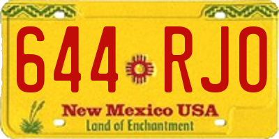 NM license plate 644RJO