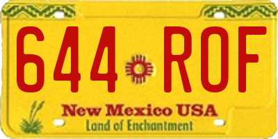 NM license plate 644ROF