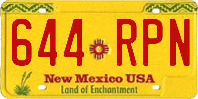 NM license plate 644RPN