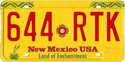 NM license plate 644RTK