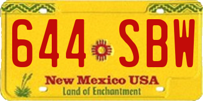 NM license plate 644SBW