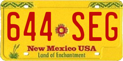 NM license plate 644SEG