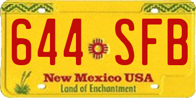 NM license plate 644SFB