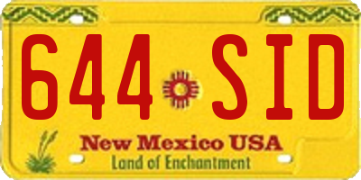 NM license plate 644SID