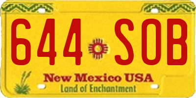 NM license plate 644SOB