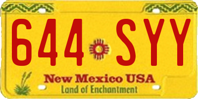 NM license plate 644SYY
