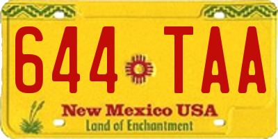 NM license plate 644TAA