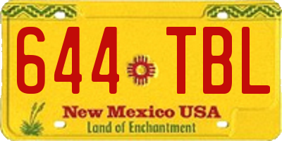 NM license plate 644TBL
