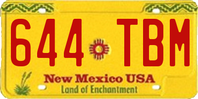 NM license plate 644TBM