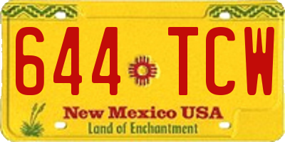 NM license plate 644TCW