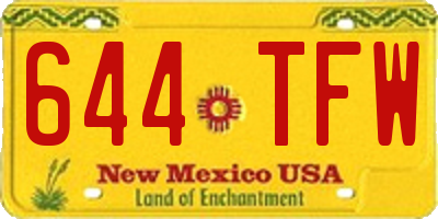 NM license plate 644TFW