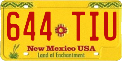 NM license plate 644TIU