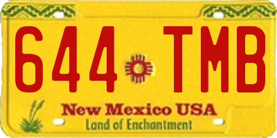 NM license plate 644TMB