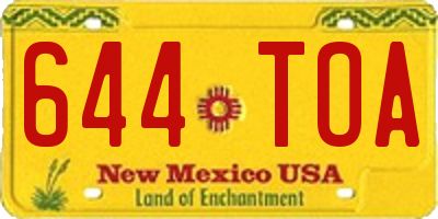 NM license plate 644TOA