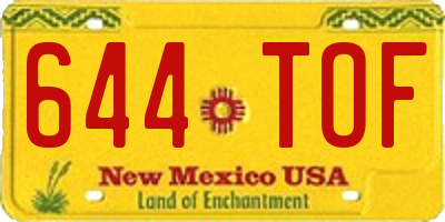 NM license plate 644TOF