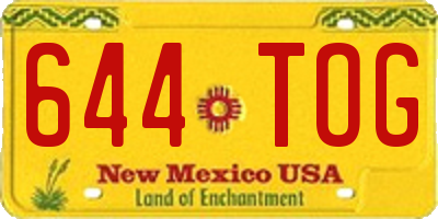 NM license plate 644TOG