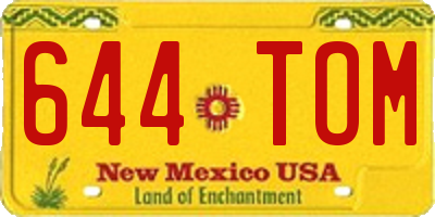 NM license plate 644TOM