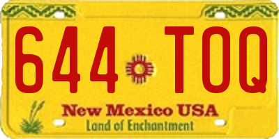 NM license plate 644TOQ