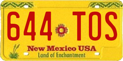 NM license plate 644TOS