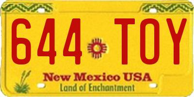 NM license plate 644TOY