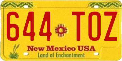 NM license plate 644TOZ