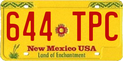 NM license plate 644TPC