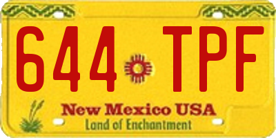 NM license plate 644TPF