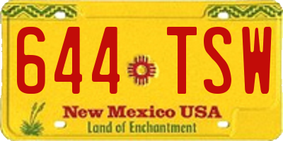 NM license plate 644TSW