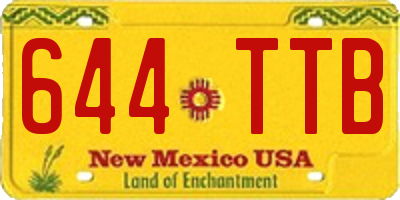 NM license plate 644TTB
