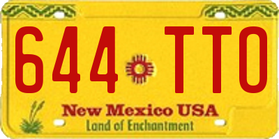NM license plate 644TTO