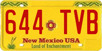 NM license plate 644TVB