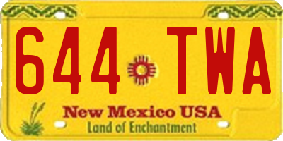 NM license plate 644TWA