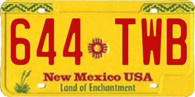 NM license plate 644TWB