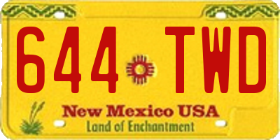 NM license plate 644TWD