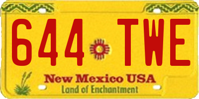 NM license plate 644TWE