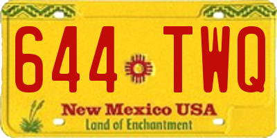 NM license plate 644TWQ