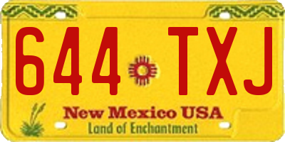 NM license plate 644TXJ