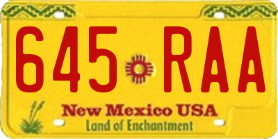 NM license plate 645RAA