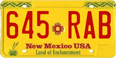 NM license plate 645RAB