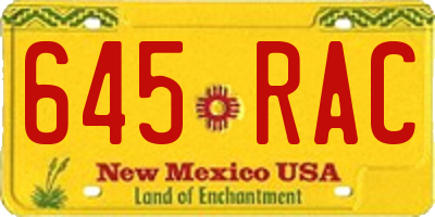 NM license plate 645RAC