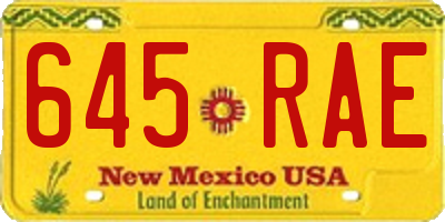 NM license plate 645RAE