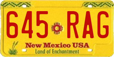 NM license plate 645RAG